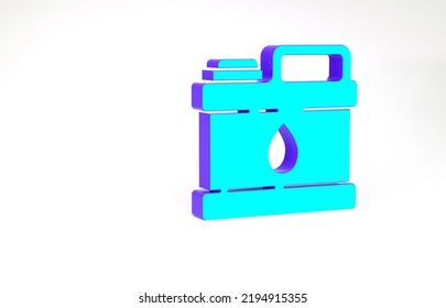 Turquoise Plastic Canister For Motor Machine Oil Icon Isolated On White Background. Oil Gallon. Oil Change Service And Repair. Minimalism Concept. 3d Illustration 3D Render.