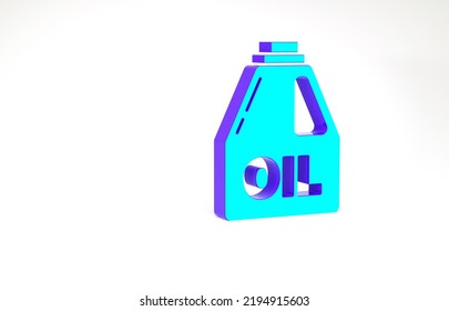 Turquoise Plastic Canister For Motor Machine Oil Icon Isolated On White Background. Oil Gallon. Oil Change Service And Repair. Minimalism Concept. 3d Illustration 3D Render.