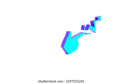 Turquoise Spell Icon Isolated On White Background. The Sorcerer Hand Performing Spells. Minimalism Concept. 3d Illustration 3D Render.