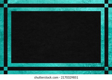 Turquoise Stone Textured, Modern Geometric Frame. Black Paper Texture.	