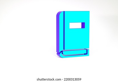 Turquoise User Manual Icon Isolated On White Background. User Guide Book. Instruction Sign. Read Before Use. Minimalism Concept. 3d Illustration 3D Render.