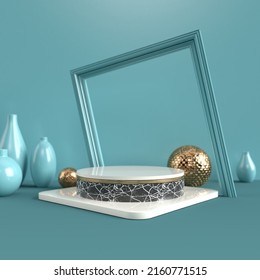 Turquoise Ve Black Marble Stand 3d