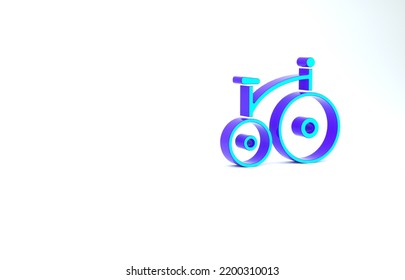 Turquoise Vintage Bicycle With One Big Wheel And One Small Icon Isolated On White Background. Bike Public Transportation Sign. Minimalism Concept. 3d Illustration 3D Render.