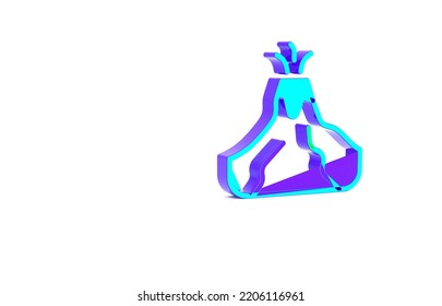 Turquoise Volcano Eruption With Lava Icon Isolated On White Background. Minimalism Concept. 3d Illustration 3D Render.