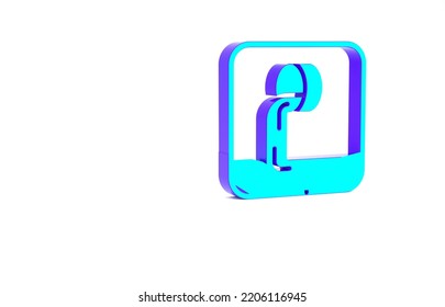 Turquoise Wastewater Icon Isolated On White Background. Sewer Pipe. From The Pipe Flowing Liquid Into The River. Minimalism Concept. 3d Illustration 3D Render.