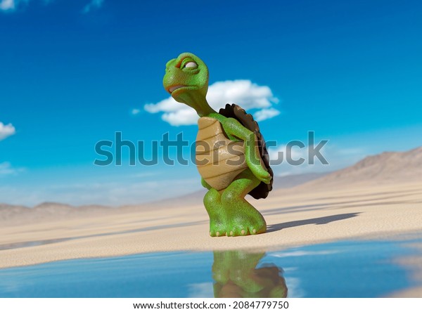 Turtle Cartoon Angry On Desert After Stock Illustration 2084779750 ...