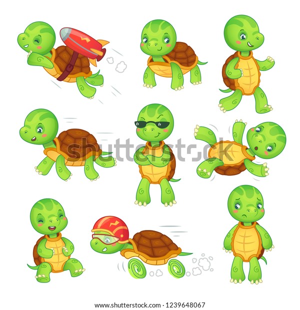 Turtle Child Running Fast Tortoise Cartoon Stock Illustration 1239648067