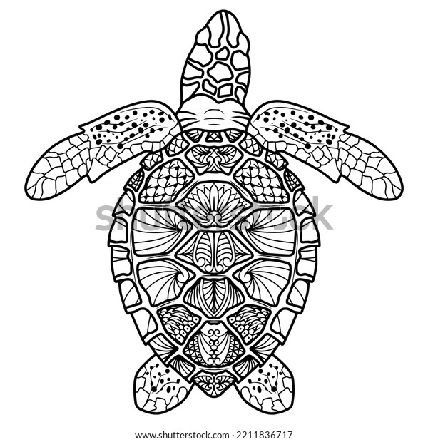 Turtle Illustration Mandala Zentangle Style Stock Illustration ...