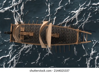 Turtle Ship 3D Illustration Modeling Composite