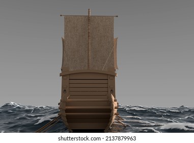 Turtle Ship Made In 3D Illustration