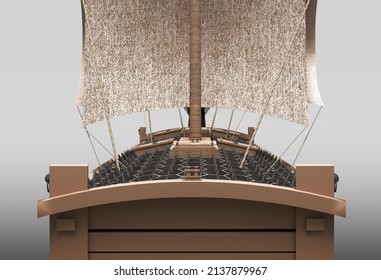 Turtle Ship Made In 3D Illustration