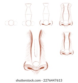 Tutorial drawing human nose  Educational sketch for drawing  Sketching for various uses 