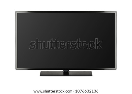 TV 4K flat screen lcd or oled, plasma realistic illustration, Black blank HD monitor mockup, Modern video panel black flatscreen with clipping path