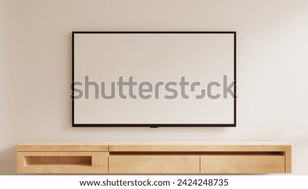 TV 4K flat screen lcd on wooden cabinet- 3D rendering
