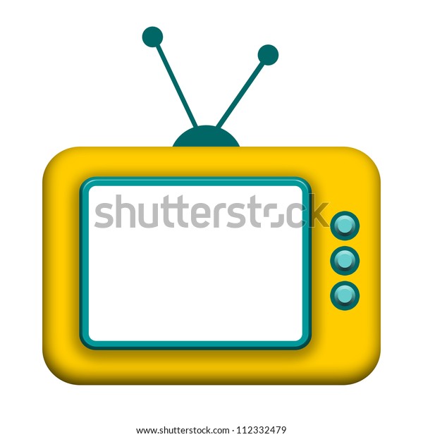 TV box\
with blank screen isolated on white\
background