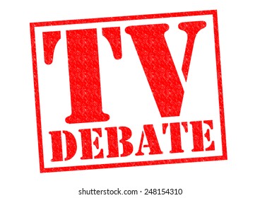 TV DEBATE Red Rubber Stamp Over A White Background.