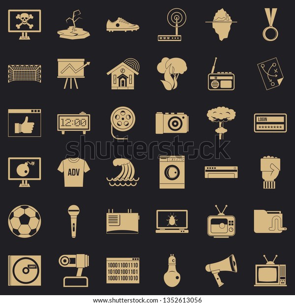 TV icons set. Simple style of 36 tv icons for web\
for any design
