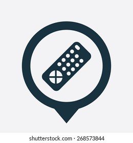 Tv Remote Icon Map Pin On White Background 