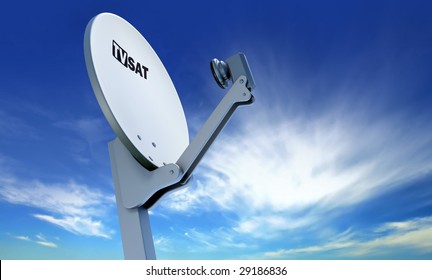 TV Satellite Dish Over Blue Sky