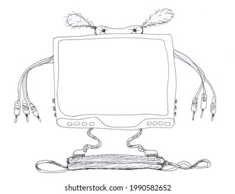 Tv Screen Funny Cartoon Monitor Place: ภาพประกอบสต็อก 1990582652 ...