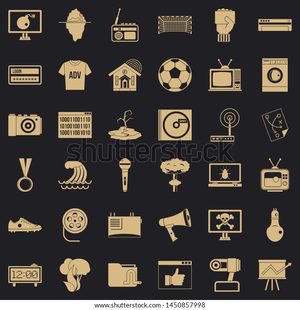 TV set icons set. Simple style of 36 tv set icons\
for web for any\
design