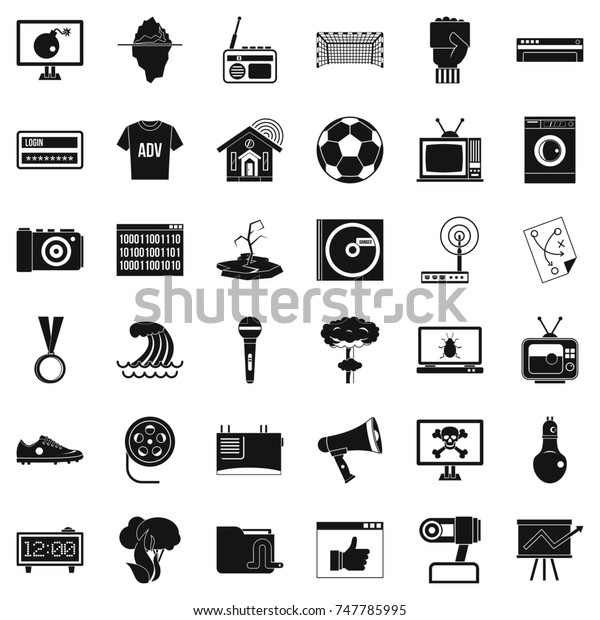 TV set icons set. Simple style of 36 tv\
set  icons for web isolated on white\
background