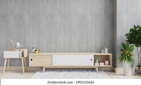 Tv Shelf In Modern Empty Room,minimal Design, 3d Rendering