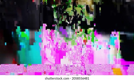 TV Static Noise Glitch Distortion Effect - Digital Video signal on modern LCD TV during live transmission 