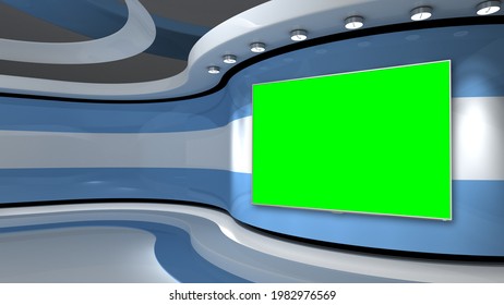 Tv Studio Light Blue Background Green Stock Illustration 1982976569 ...