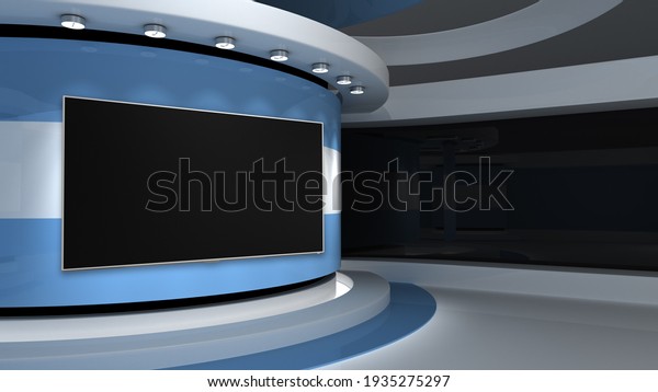 Tv Studio Light Blue Background Argentine Stock Illustration 1935275297 ...