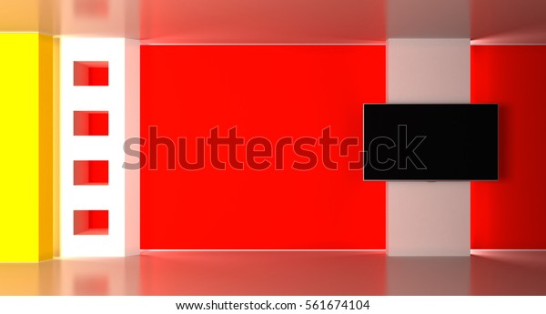 Tv Studio News Studio3d Rendering Backdrop Stock Illustration 561674104 ...