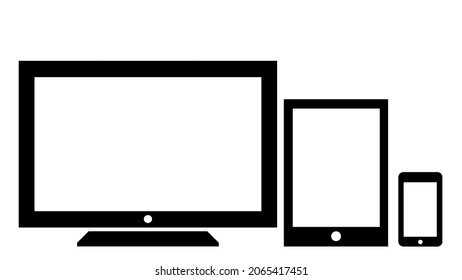 TV, Tablet Et Phone Screens Black Icon, Flat Style