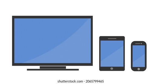 TV, Tablet Et Phone Screens Black Icon, Flat Style