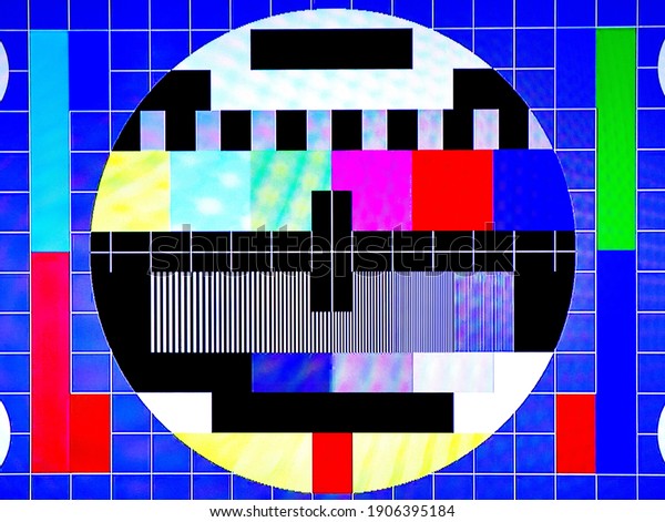 TV Test Pattern\
generated by a Monoscope with Noise Glitch Effect – Original Photo\
from a vintage\
Television