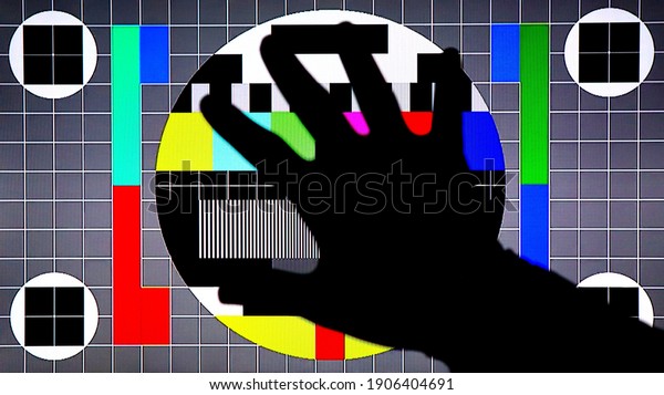 TV Test Pattern generated by a Monoscope, TV\
Static Noise Glitch Effect – Original Photo from a vintage\
Television – Concept for your\
project
