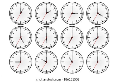 Twelve Hours Clock Stock Illustration 186151502 | Shutterstock