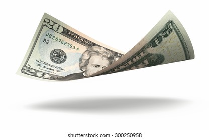 Twenty dollar banknote close-up (isolated and clipping path)