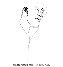 Twenty Eight Single Line Style Male Illustration. Portrait