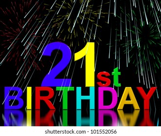 Twenty First 21st Birthday Celebrated Fireworks Stock Illustration ...