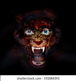 Male Zombie Grey Hair Rotting Skin Stock Illustration 2204364907 ...