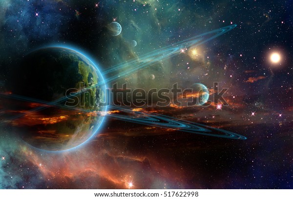 Planets in outer space wall mural idea