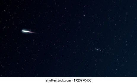 Twinkle Stars In Night Sky With Two Shooting Stars