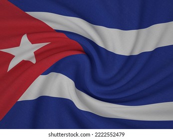 Twisted Fabric Cuba Flag Background. 3d Illustration.