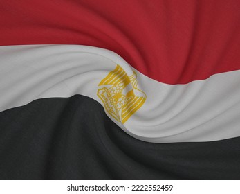 Twisted Fabric Egypt Flag Background. 3d Illustration.