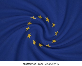 Twisted Fabric EU Flag Background. 3d Illustration.