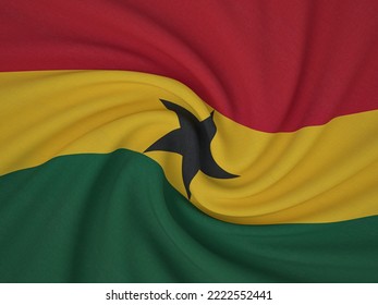 Twisted Fabric Ghana Flag Background. 3d Illustration.