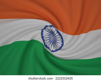 Twisted Fabric India Flag Background. 3d Illustration.