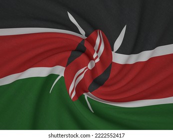 Twisted Fabric Kenya Flag Background. 3d Illustration.