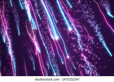 Twisted Glowing Blue Purple Neon Fiber Stock Illustration 1475232347