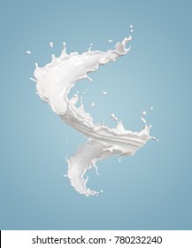 twisted milk splash isolated on background, liquid  or Yogurt splash, Include clipping path. 3d illustration.